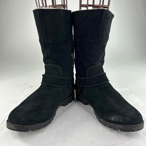 UGG Australia Women's Barlow Black US 10 Suede Shearling Boot 1/4 Zip Boots - Picture 4 of 12